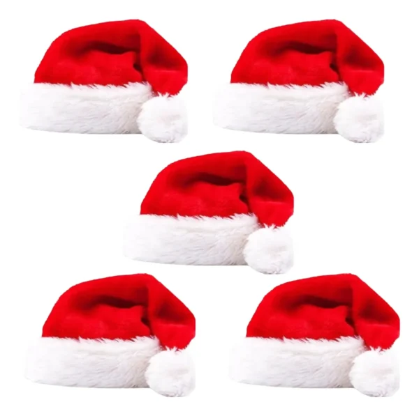 Kit 5un Touca Gorro Papai Noel Veludo Vermelho Natal Nfe