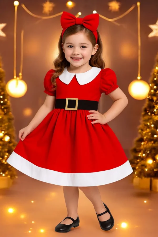 Vestido Infantil Mamãe Noel Luxo Menina Festa Natal Fantasia