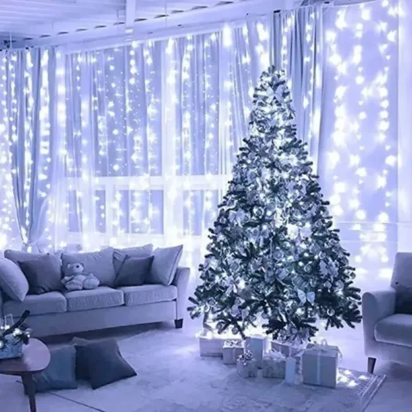 Cortina de Luz 3x3m LED Branco Frio 300 Leds – Decore e Encante no Natal - Imagem 3
