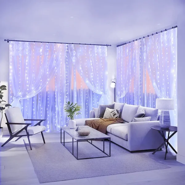 Cortina de Luz 3x3m LED Branco Frio 300 Leds – Decore e Encante no Natal - Imagem 2