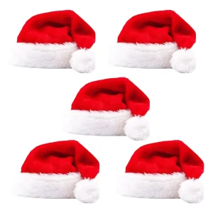 D_NQ_NP_2X_741244-MLB95789582551_102025-F-kit-5un-touca-gorro-papai-noel-veludo-vermelho-natal-nfe
